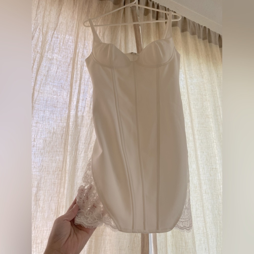 White bodycon mini dress